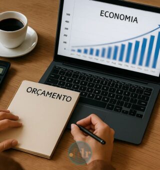 Uma pessoa em frente ao computador analisa um gráfico e faz planos para ter um 14º salário